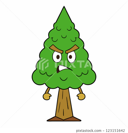 Angry Tree Character Cartoon Illustration Expressive Nature Icon for Campaigns Branding and T Shirt Design 123151642