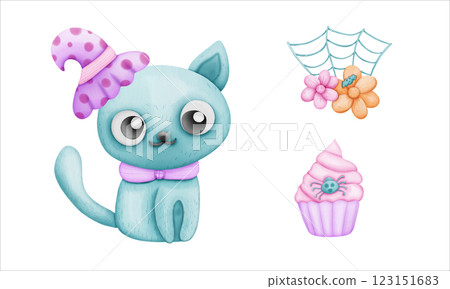 Halloween holiday cute element set Halloween holiday cute element set 123151683