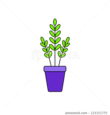 Minimalist Potted Lavender Plant Icon Elegant Floral Illustration for Wellness and Eco Friendly Designs 123151775
