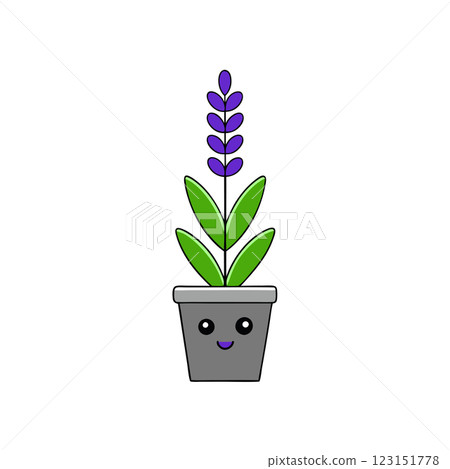 Minimalist Potted Lavender Plant Icon Elegant Floral Illustration for Wellness and Eco Friendly Designs 123151778