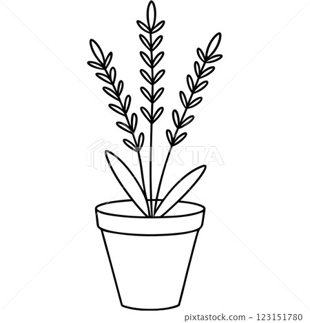 Minimalist Potted Lavender Plant Icon Elegant Floral Illustration for Wellness and Eco Friendly Designs 123151780
