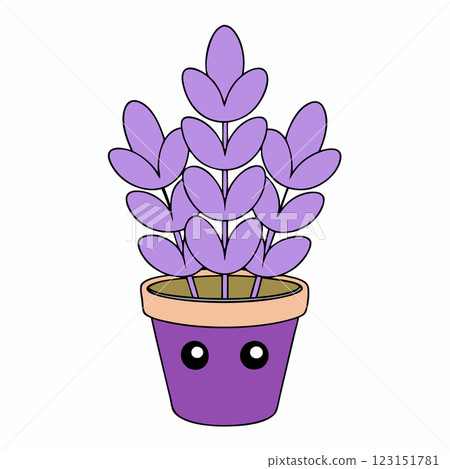 Minimalist Potted Lavender Plant Icon Elegant Floral Illustration for Wellness and Eco Friendly Designs 123151781