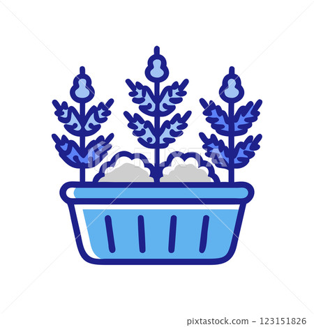 Lavender Plant in Pot Icon Simple Floral Illustration for Wellness Gardening and Home Decor 123151826