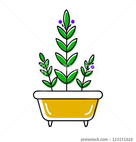 Lavender Plant in Pot Icon Simple Floral Illustration for Wellness Gardening and Home Decor 123151828