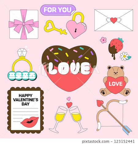 Love love related sticker collection illustration Love love related sticker collection illustration 123152441