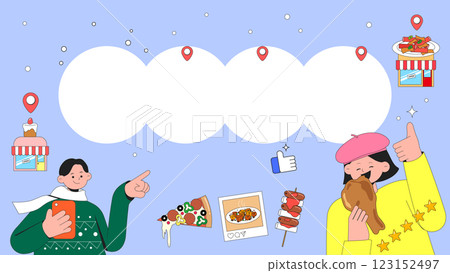 Winter restaurant recommendation video thumbnail illustration Winter restaurant recommendation video thumbnail illustration 123152497