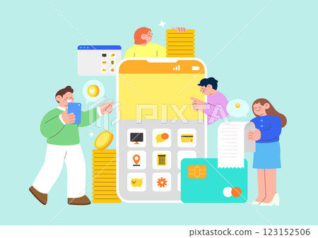 People making year-end tax settlement on their smartphones 123152506