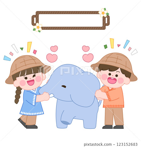 A character playing with an elephant at a resort in Southeast Asia 123152683