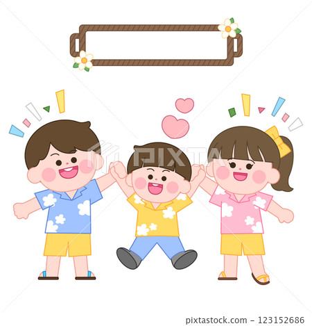 A family traveling to Southeast Asia wearing Hawaiian shirts A family traveling to Southeast Asia wearing Hawaiian shirts 123152686