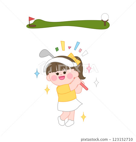 A character standing holding a golf club 123152710