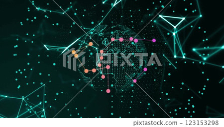 Global network connections and data points image over digital Earth 123153298