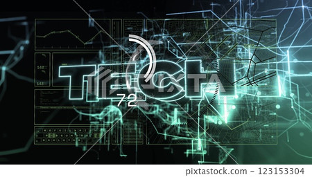 TECH text image over digital circuit and network graphics 123153304