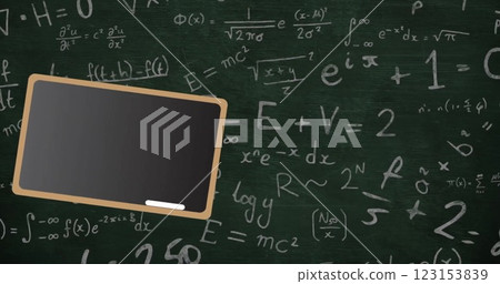Image of school board icon over mathematical equations 123153839