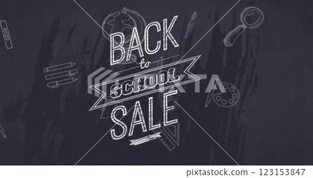 Image of back to school text over school items icons Image of back to school text over school items icons 123153847
