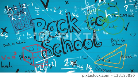 Image of back to school text over mathematical equations Image of back to school text over mathematical equations 123153850