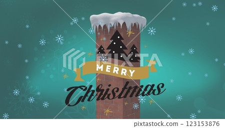 Image of merry christmas text over snow falling Image of merry christmas text over snow falling 123153876
