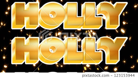 Image of holly text over glowing lights on black background Image of holly text over glowing lights on black background 123153944