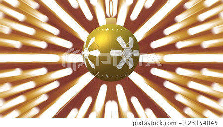 Image of christmas bauble over repetitive light trails Image of christmas bauble over repetitive light trails 123154045