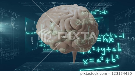 Image of human brain, ai mathematical data processing Image of human brain, ai mathematical data processing 123154450