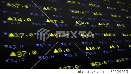 Image of financial data processing on black background 123154585