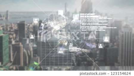 Image of globe with data processing over cityscape 123154624