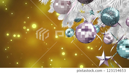 Image of christmas tree over yellow spots 123154653