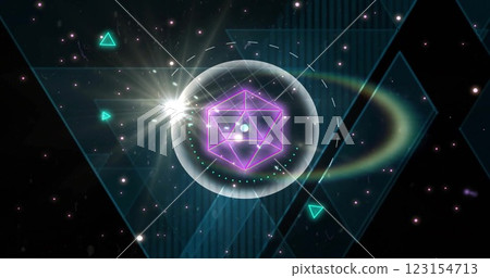 Image of light spots and shapes on black background 123154713