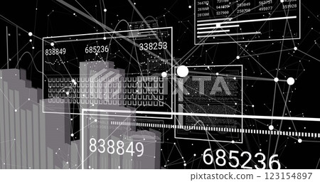 Image of diagrams and shapes over data processing 123154897