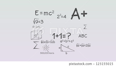 Image of mathematical equations over grey background 123155015