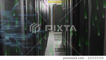 Image of binary coding and data processing over computer servers Image of binary coding and data processing over computer servers 123155154