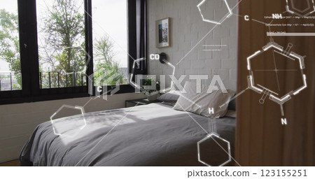 Image of scientific data processing over hospital bed 123155251