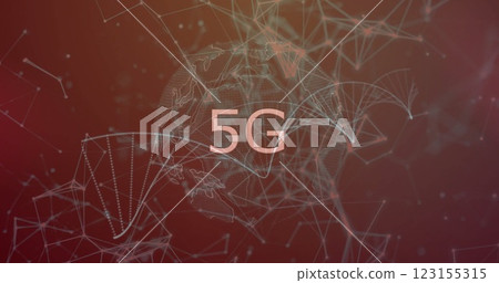 Image of shapes moving over 5g text and globe 123155315