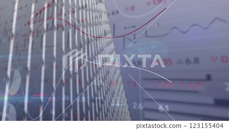 Image of financial data processing over cityscape 123155404