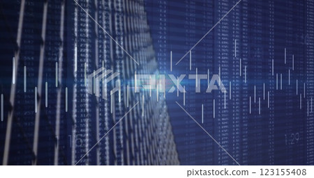 Image of financial data processing over cityscape 123155408