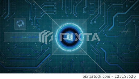 Image of digital data processing over computer circuit board 123155520