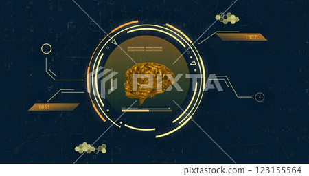 Image of data processing over spinning brain 123155564