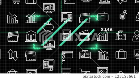 Image of data processing over business icons 123155661
