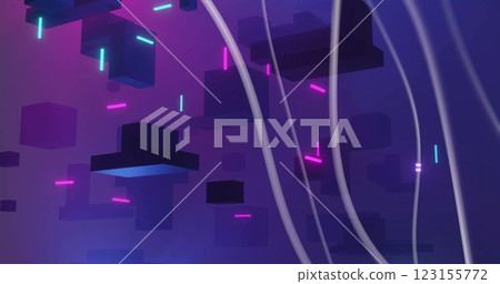 Image of digital data processing and glowing network of connections 123155772