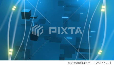 Image of digital data processing and glowing network of connections 123155791