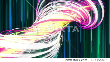 Image of digital data processing and glowing network of connections on dark background 123155816