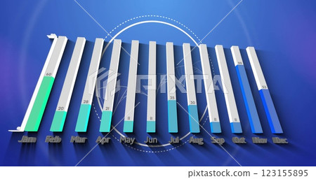 Image of data processing over dna strand on blue background 123155895