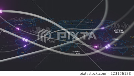 Global network connections and data transfer image over world map 123156128