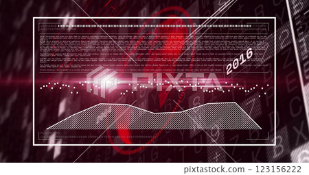 Financial data and stock market analysis image over red and black background 123156222