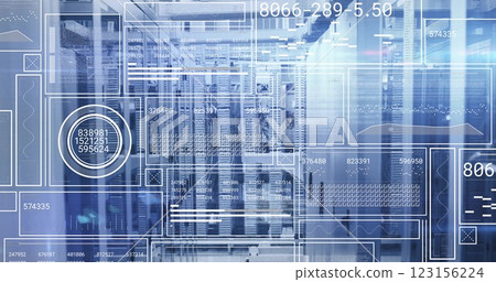 Image of data processing over server room 123156224