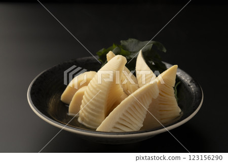 Boiled young bamboo shoots and new wakame seaweed Boiled young bamboo shoots and new wakame seaweed 123156290