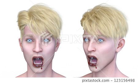 男性吸血鬼臉部特寫 123156498