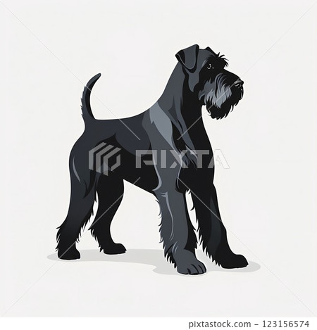 A Giant Schnauzer is surprised and retreats A Giant Schnauzer is surprised and retreats 123156574
