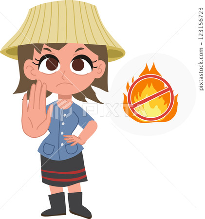 thai farmer woman cartoon promoting no burning pm 2.5 pollution awareness and environmental protection 123156723