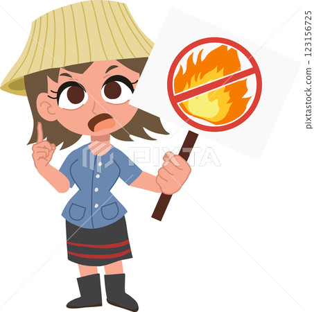 thai farmer woman cartoon promoting no burning pm 2.5 pollution awareness and environmental protection 123156725