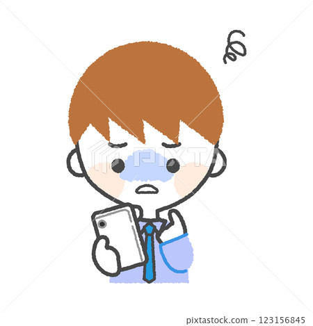 Illustration of a man having trouble operating a smartphone Illustration of a man having trouble operating a smartphone 123156845